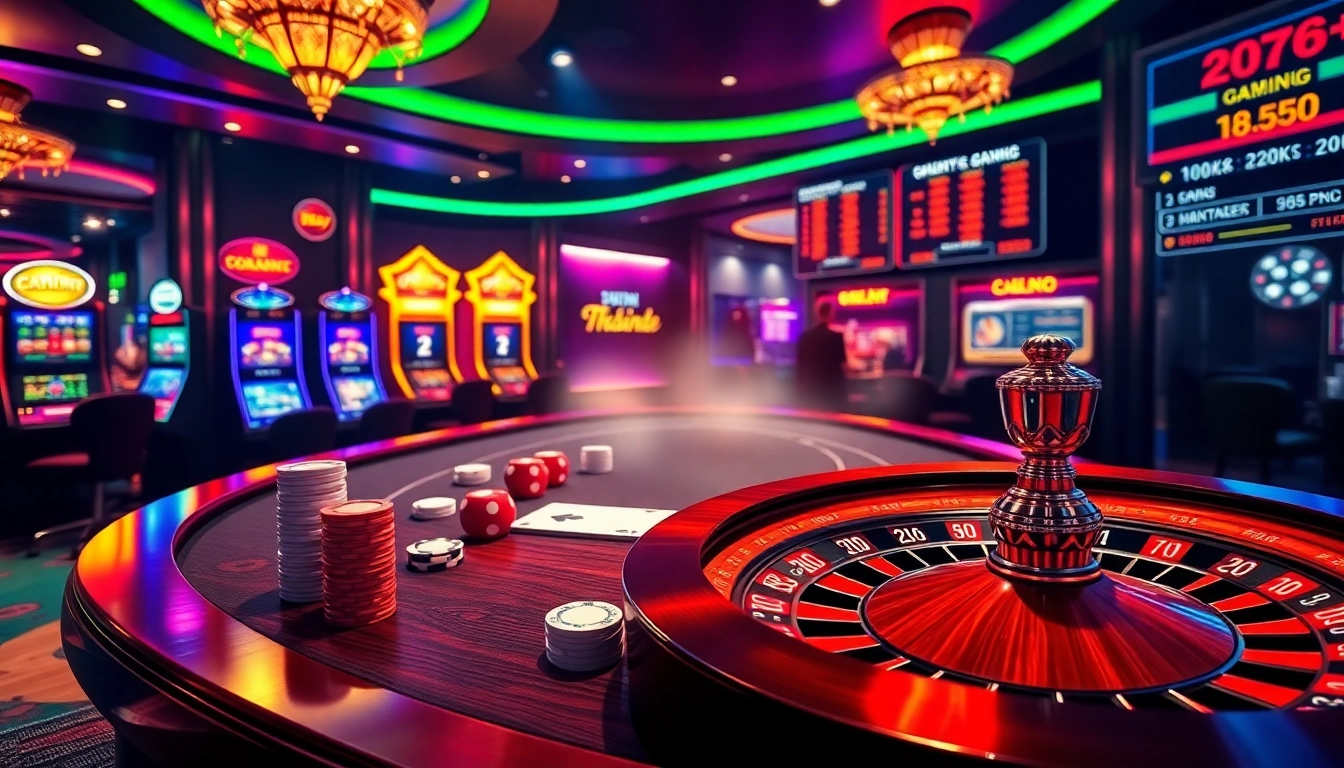 Experience the excitement of 79king 6 with vibrant casino visuals showcasing poker tables and slot machines.
