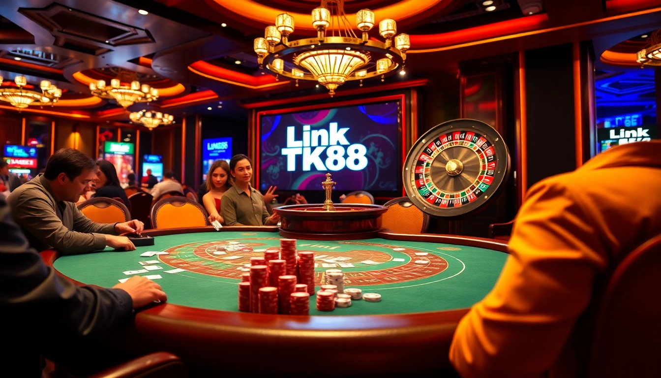 Experience the thrill of gambling at Link TK88 with vibrant casino tables and exciting gameplay.