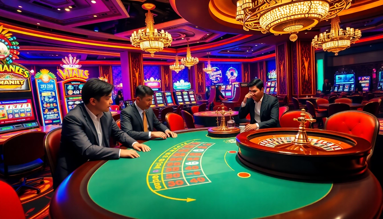 Engage in the excitement of betting at https://rr88co.net/ with professional gamblers at a luxurious casino poker table.