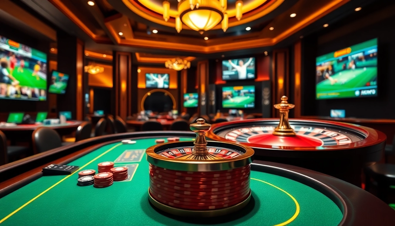 Sbobet's vibrant online gambling interface captures the thrill of placing bets at a luxury casino.