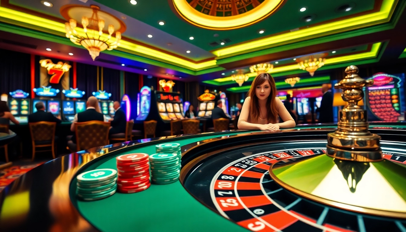 Experience thrilling gameplay at Jogoluck with luxurious casino elements and vibrant gaming atmosphere.