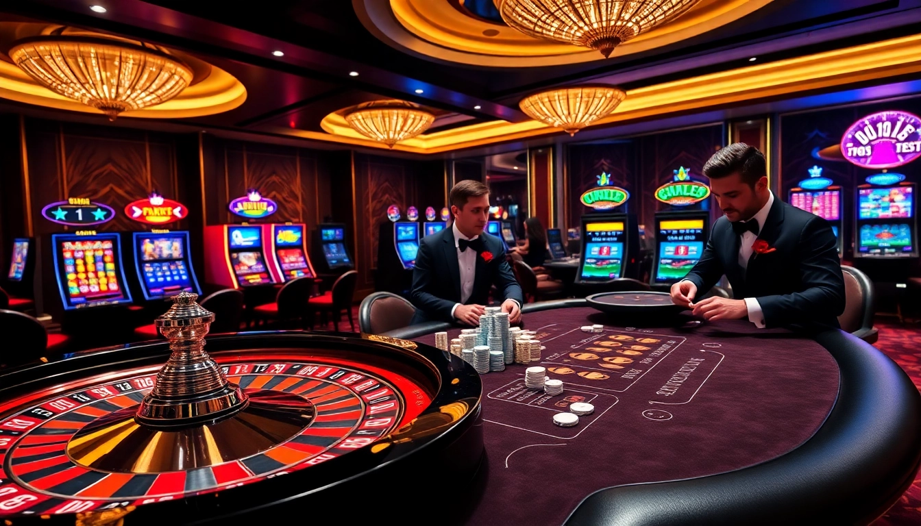 Experience k9k9 excitement at a luxurious casino with vibrant games and engaged players.