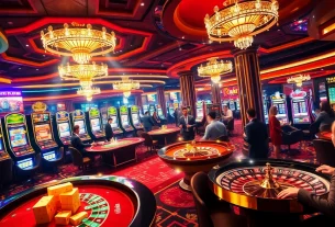 Engaging players at a vibrant 168vn casino table with colorful poker chips.