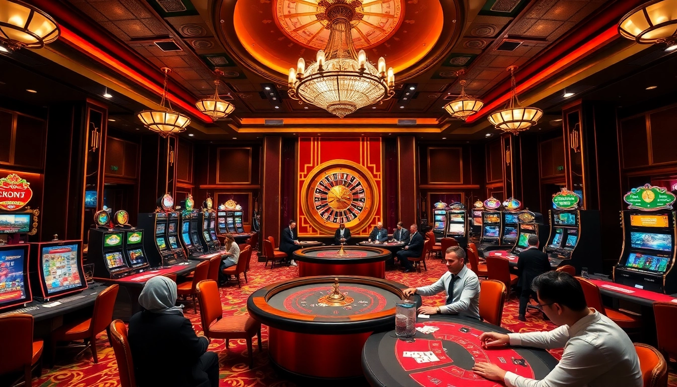 Experience thrilling gambling action at https://kjc.uk.com/ with poker chips and vibrant slot machines.