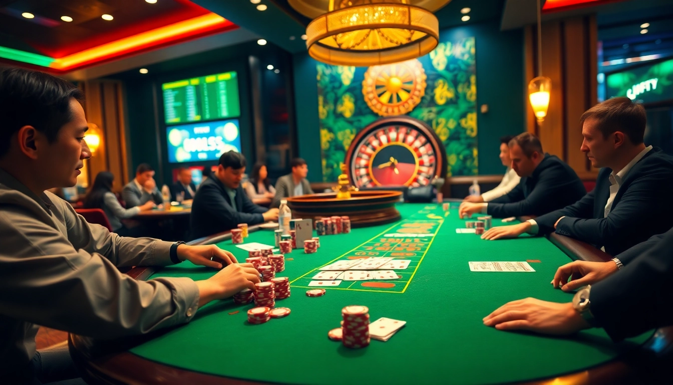 Engage in the excitement of kèo nhà cái 5 betting with a dynamic casino scene featuring poker chips and odds display.
