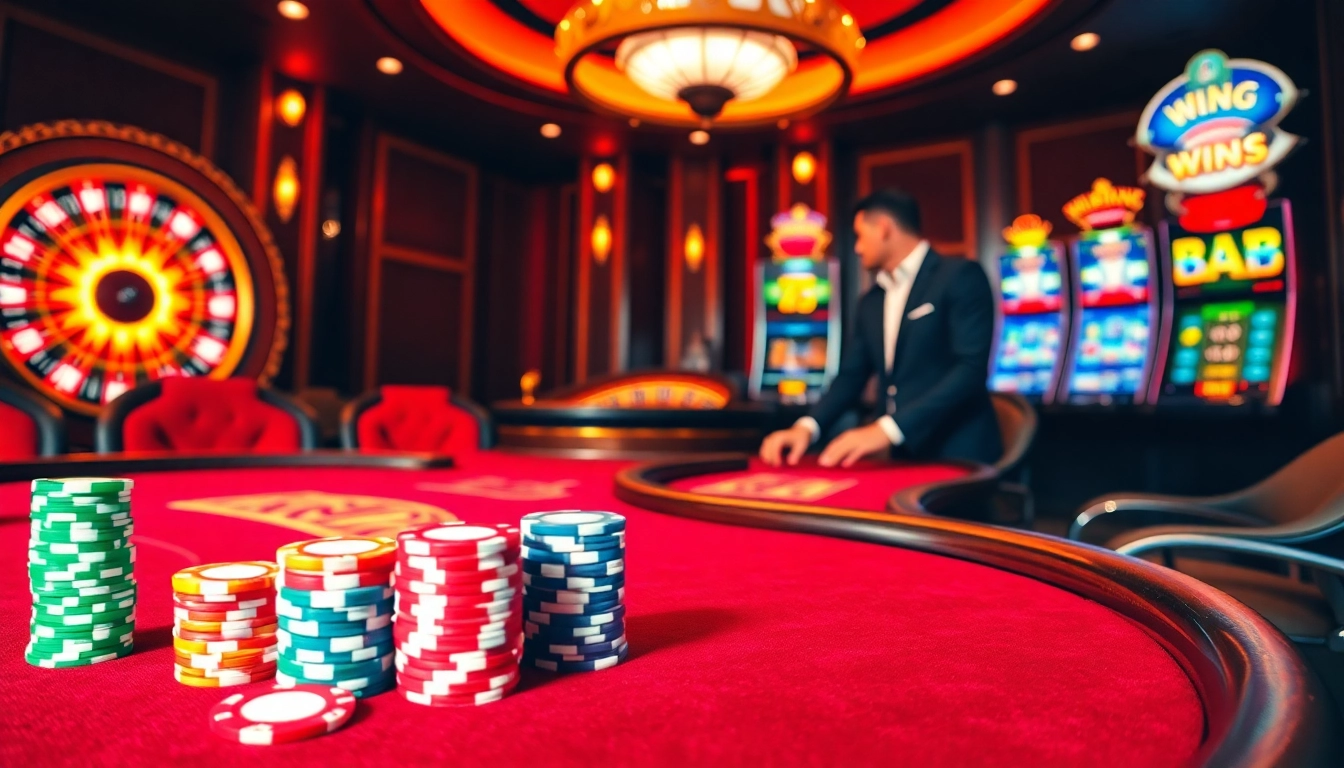 Experience thrilling online gaming at https://i5bet.it.com/ with vibrant poker chips and glowing roulette wheel.