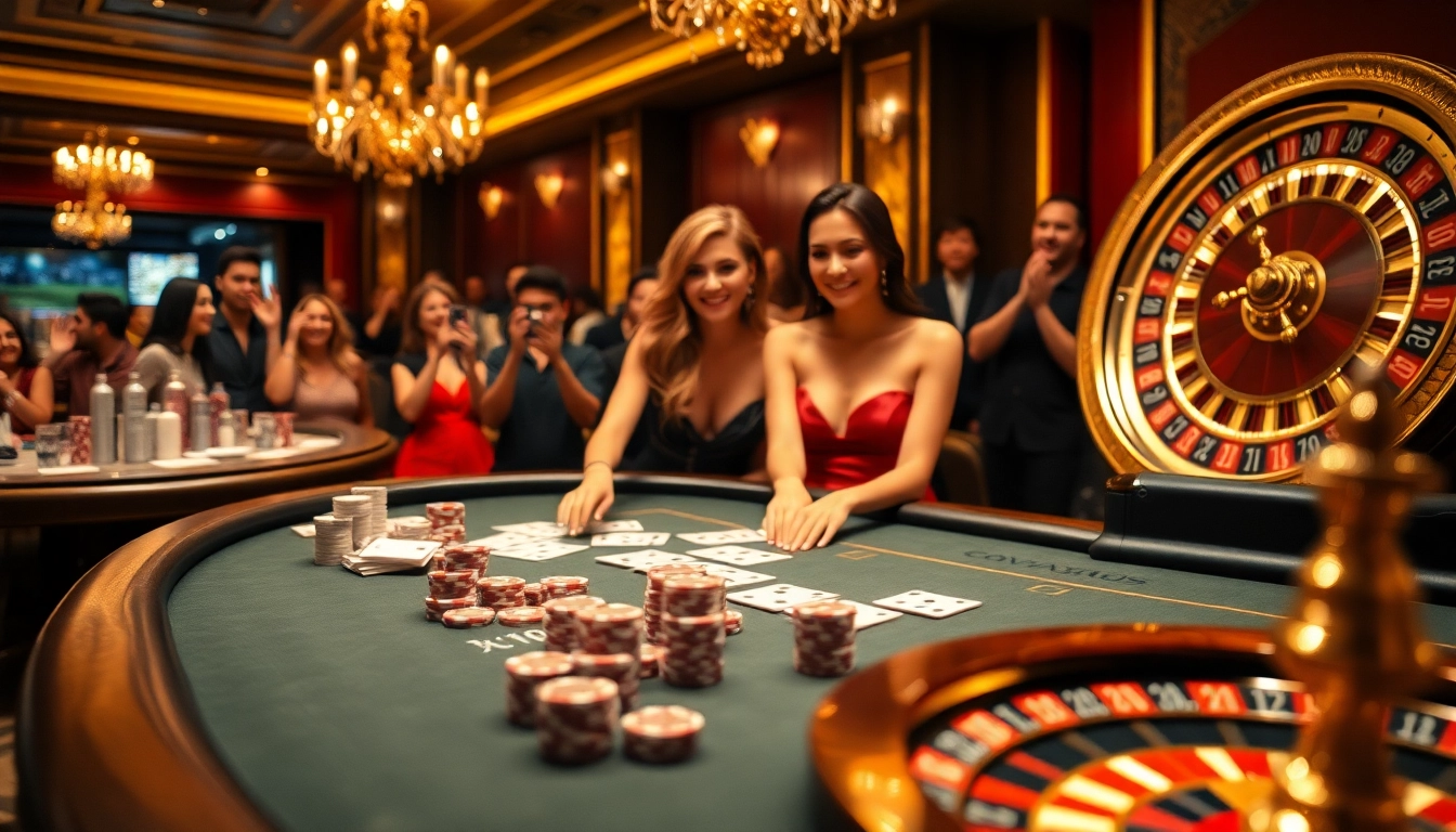 mb66 casino scene featuring an elegant poker table with vibrant players enjoying high-stakes action.
